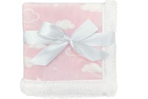 American Baby Company Heavenly Soft Chenille Sherpa Security Blanket, Pink, 14" X 14", Warm and Cozy for Boys and Girls