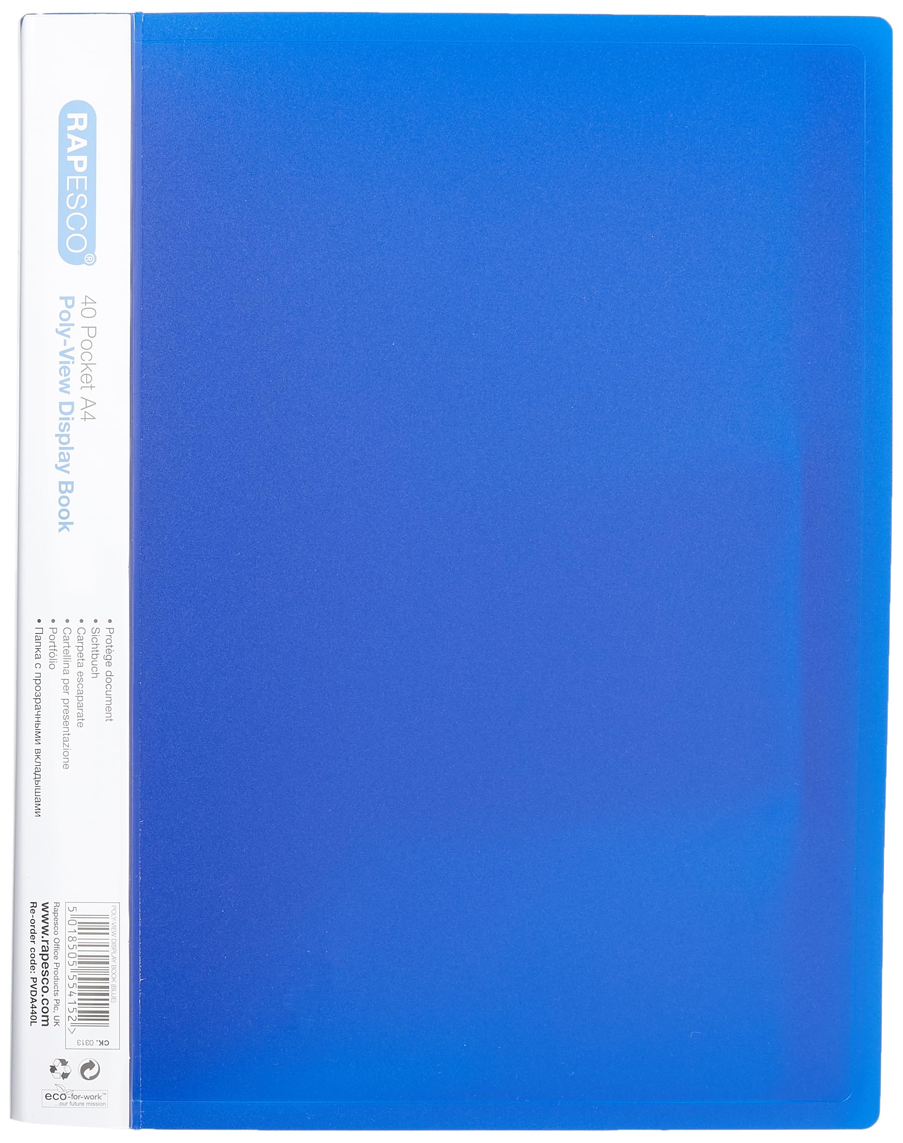 Rapesco PVDA440L Poly-View Display Book, A4, 40 Pockets, Blue