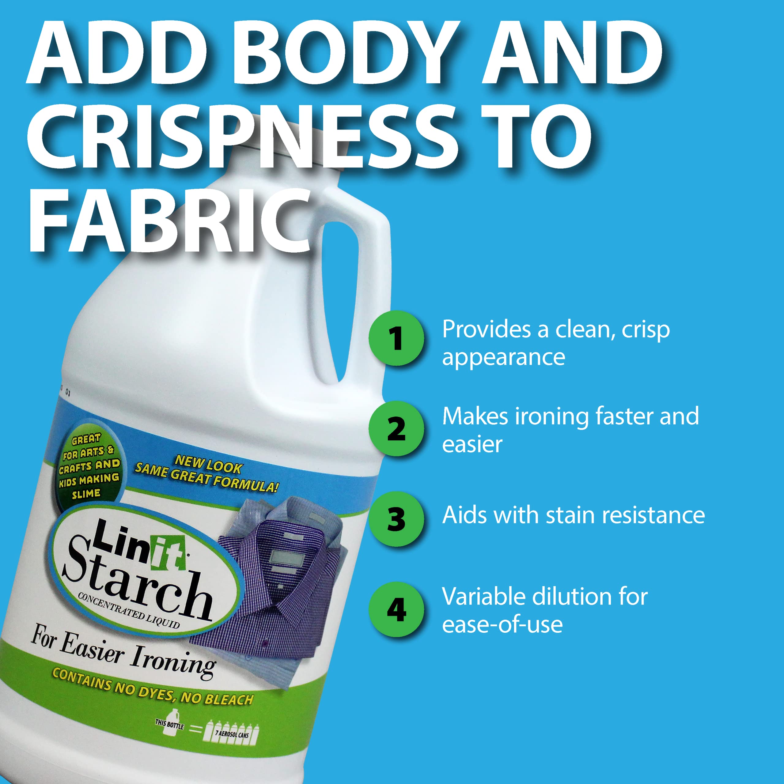 Linit Starch Crisp Classic Finish (64 Oz.) - Liquid Starch For Ironing Clothes/Perfect For Wrinkle Release/Great For Arts & Crafts Projects/Slime, Paper Mache, Silly Putty (408440)