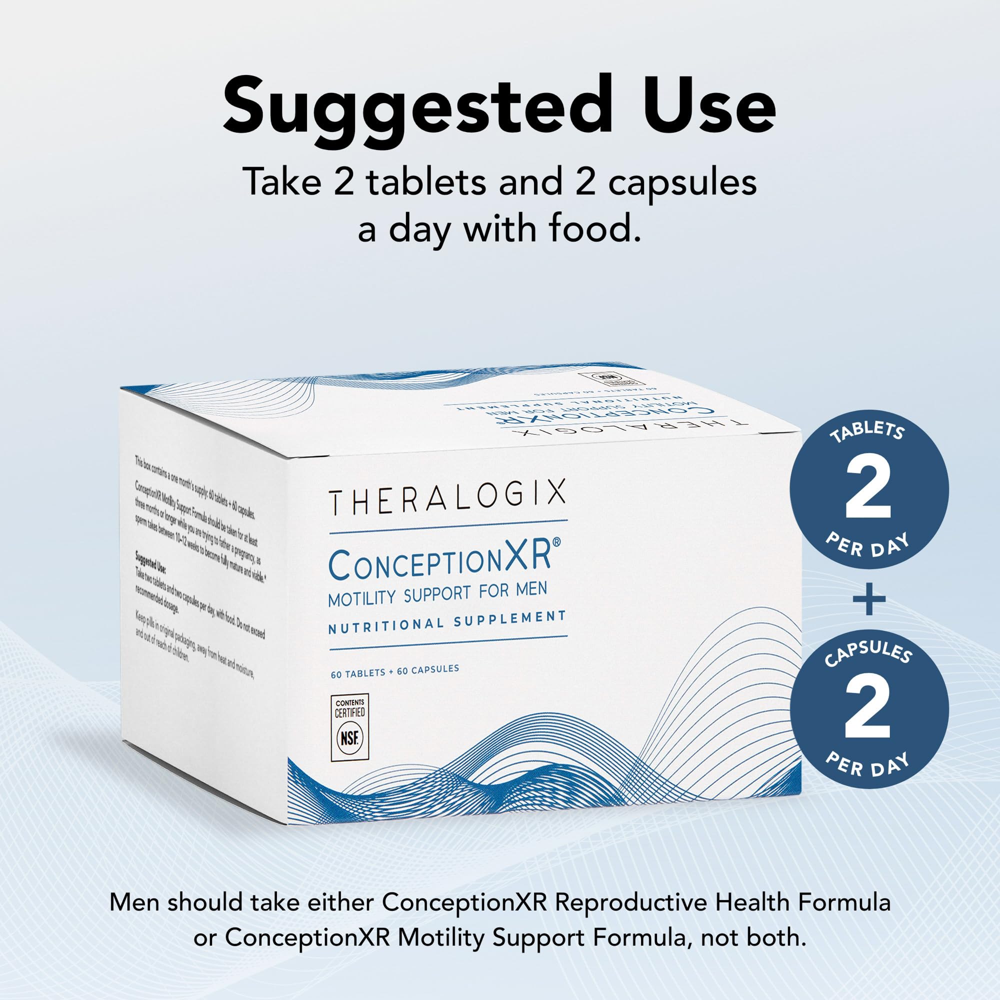 Theralogix ConceptionXR Motility Support Formula - Men's Preconception Vitamins for Fertility Support - Male Fertility Supplements for Sperm Health* - NSF Certified - 60 Tabs + 60 Caps (30-Day Supply)