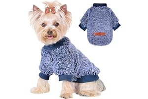 Kosiyi Dog Sweaters for Small Dogs Girl Boy, Puppy Clothes Chihuahua Teacup Yorkie Fleece Sweaters Spring Winter Warm Sweater Tiny Dog Outfits Pet Clothes Cat Sweater (Blue, XX-Small)