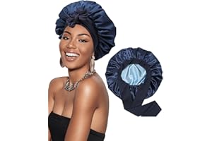 Double Layered Satin Night Caps, Adjustable Double-layer Hair Bonnet with Band, Hair Care Silk Sleeping Hat Shower Caps for W