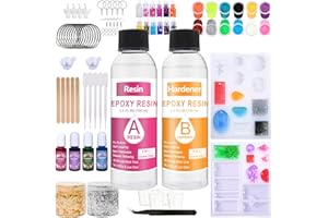 SHABEBE Resin Jewelry Making Kit, 8.8OZ Resin Kit with Resin Molds, Pigment, Sequins, Glitter, Earring Hooks for Resin Jewelry Making, Jewelry Crafting Resin Kits for Beginners, Advanced Arts and Crafts