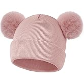tiggell Kids Toddler Winter Hat Knit Beanie with Pom Poms Warm Hats for Baby Boys Girls for Cold Weather