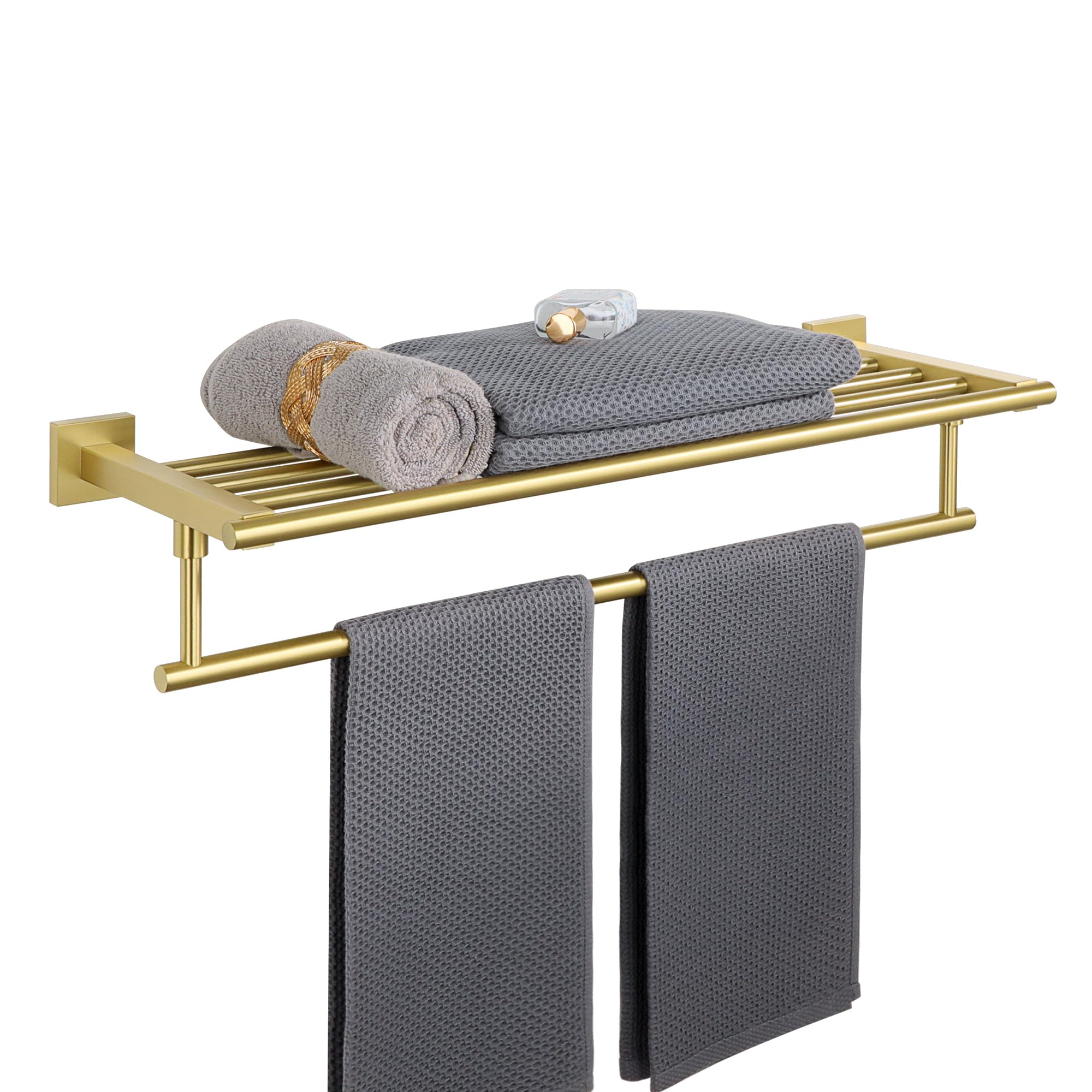 Photo 1 of Alise 24 Inch Towel Racks for Bathroom, Towel Rack Wall Mounted with Tower Bars, SUS 304 Stainless Steel Bathroom Shelf, Heavy Duty Hand Towel Holder (Brushed Gold)