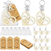 Kigeli 36 Sets Wooden Heart Shape Keychain Quinceañera Recuerdos Favors for Girl Recuerdos De 15 Quinceañera Wood Heart Quince Keychain Quinceanera Party Favors with Organza Bags and Thank You Tags