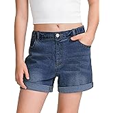 BOOPH Girls Jean Shorts Kids Athletic Denim Shorts Summer Casual Uniform Shorts for Teen Girl
