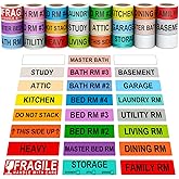 Misofuki Moving Labels for Boxes Color Coded 4 Bedroon 1440 Pcs 1”x4.5”, 24 Rolls Moving Stickers 4 Bathroom, Packing Labels for Moving Boxes, Strong Adhesive Fragile Stickers + Heavy and Blank Labels