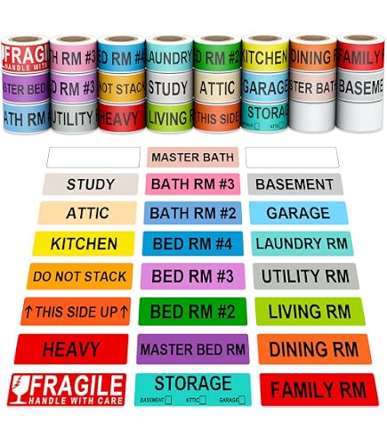Packing Labels For Moving 350 Moving Labels For 2-Bedroom Move - Color ...