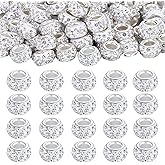 NUKAYAI 120Pcs 12mm Large Hole Beads Rhinestone European Beads for Bracelet Jewelry Making Diamond Glitter Chain Supplies Crafts Charm Snake Crystal DIY Rondelle Spacer Bead for Pens(White)