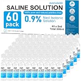 60 Pack 0.9% Saline Solution, Normal Solution for All Ages, Total 300ml | Aqueous Solutions，Sodium Chloride, 5ml Each, Single Use