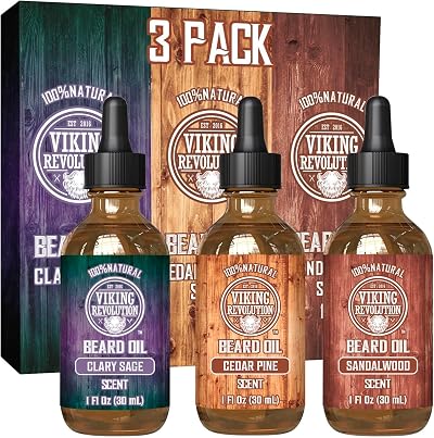 Viking Revolution Beard Oil 3 Pieces Sandalwood Pine Sage 100% Natural