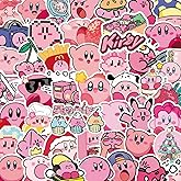 100pcs Kirby Game Stickers for Boys and Girls, Cool Waterproof Vinyl Decal for Teen Adult Boy Laptop, Travel Case, Phone, Bike, Water Bottle, Guitar, Computer, Skateboard (Black)