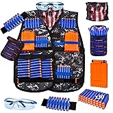 KKONES Kids Tactical Vest Kit for Nerf Guns Series with Refill Darts,Dart Pouch, Reload Clips, Tactical Mask, Wrist Band and Protective Glasses, Toys for 8 9 10 11 12 Year Boys