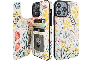 HAOPINSH for iPhone 14 Pro Max Wallet Case with Card Holder, Floral Flower Pattern Back Flip Folio PU Leather Kickstand Card Slots Case for Women Girls, Double Magnetic Clasp Shockproof Cover 6.7"