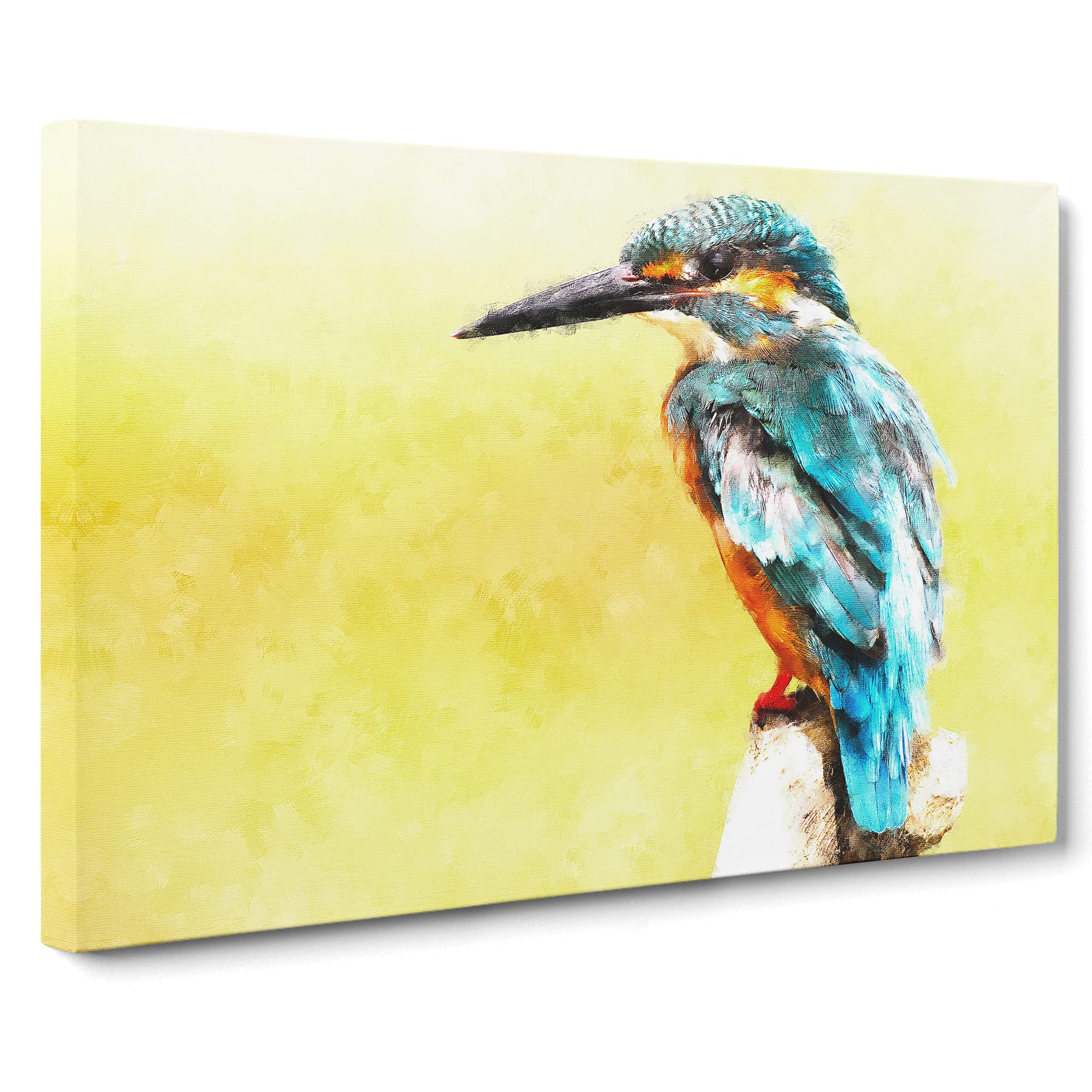 Blue Kingfisher Canvas Print | Gallery Wrapped 30mm Frame Wall Art | 20x14 inches | Ready to Hang | Modern Bird Picture | Living Room Bedroom Lounge Office