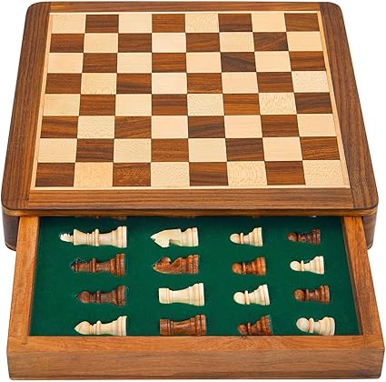 Craftgasmic 10 x 10 Collectible Wooden Drawer Chess Game Board Set+Wooden Magnetic Crafted Pieces