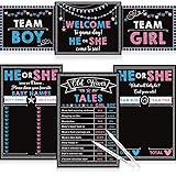 Gender Party Photo Props Gender Photo Signs Game Gender Posters Party Supplies Set with 2 Pieces Erasable Marker for Boys Gir