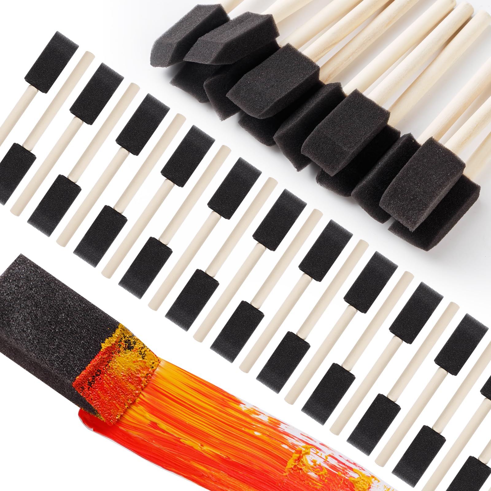 Photo 1 of 120 Pcs Foam Paint Brushes, 1 Inch Foam Brush with Wood Handle, Bulk Sponge Brushes for Painting, Foam Art Paintbrushes Set for Staining, Varnishing, Finishing, Touchup and DIY Craft Projects