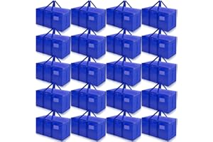 Wowangce 24 Pack Heavy Duty Moving Bags with Zippers and Handles Extra Large Storage Bags Space Saving Moving Boxes Collapsible College Packing Totes for Moving, Storage and Travel, 92L(Blue)