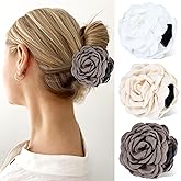 Cinaci 3 Pieces Vintage Rose Flower Hair Claws Clips with Strong Hold Floral Updo Hair Clips Barrettes Accessories for Women Girls