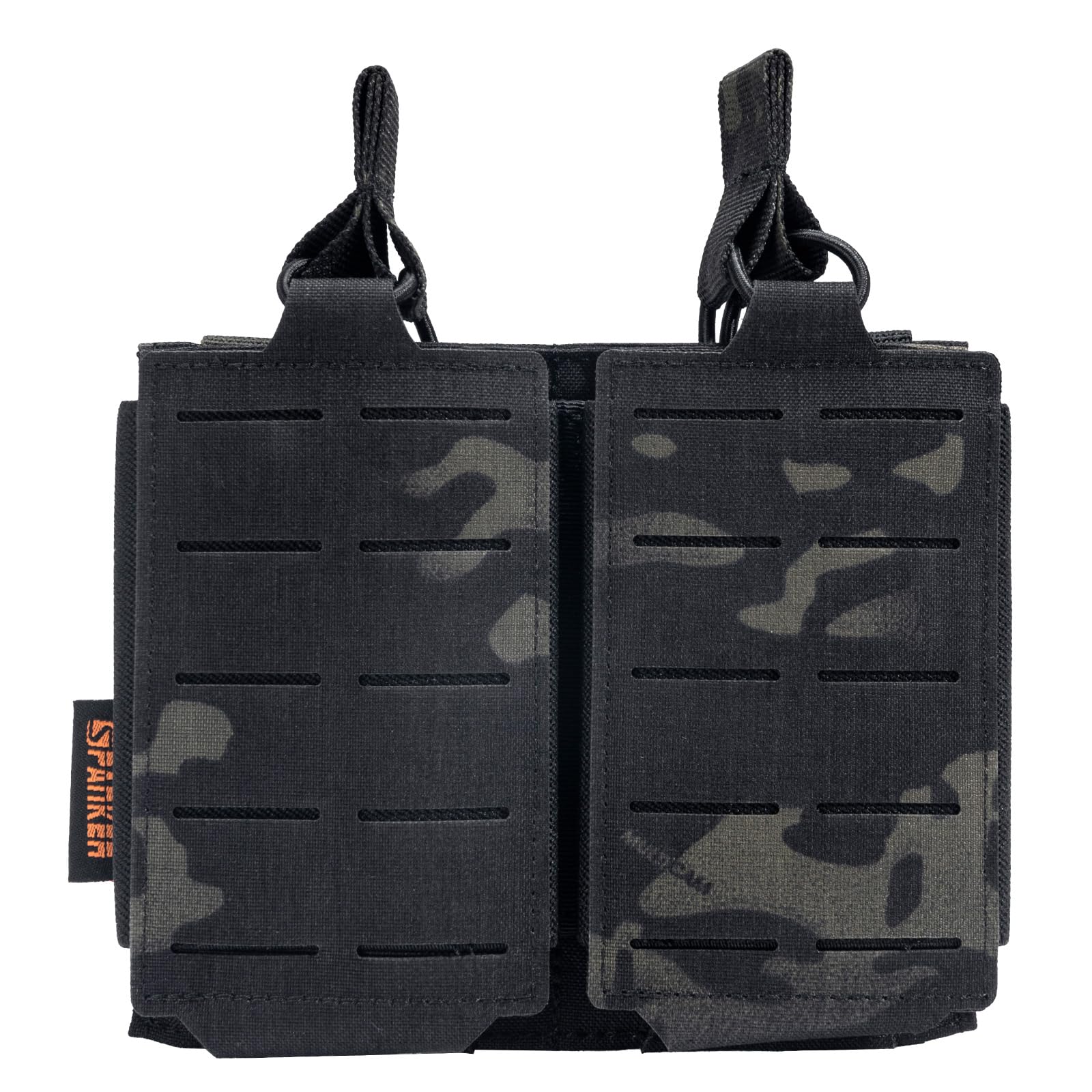 EXCELLENT ELITE SPANKER Nylon Single/Double/Triple Magazine Pouch Holder Carrier,Molle Mag Pouch for M4/M16/AR/AK Rifle Magazines(Double,MCB)