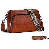 Iswee Leather Crossbody Purses for Women Shoulder Handbags with Pockets Satchel Purse Stylish Cross Body Bag for Travel