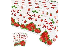 DVAORC 4 Pack Strawberry Tablecloth 51 x 86 Inch Strawberry Tablecloth Strawberry Party Tablecloth Strawberry Birthday Party Table Cloth Strawberry Table Covers for Indoor Outdoor Party Decorations