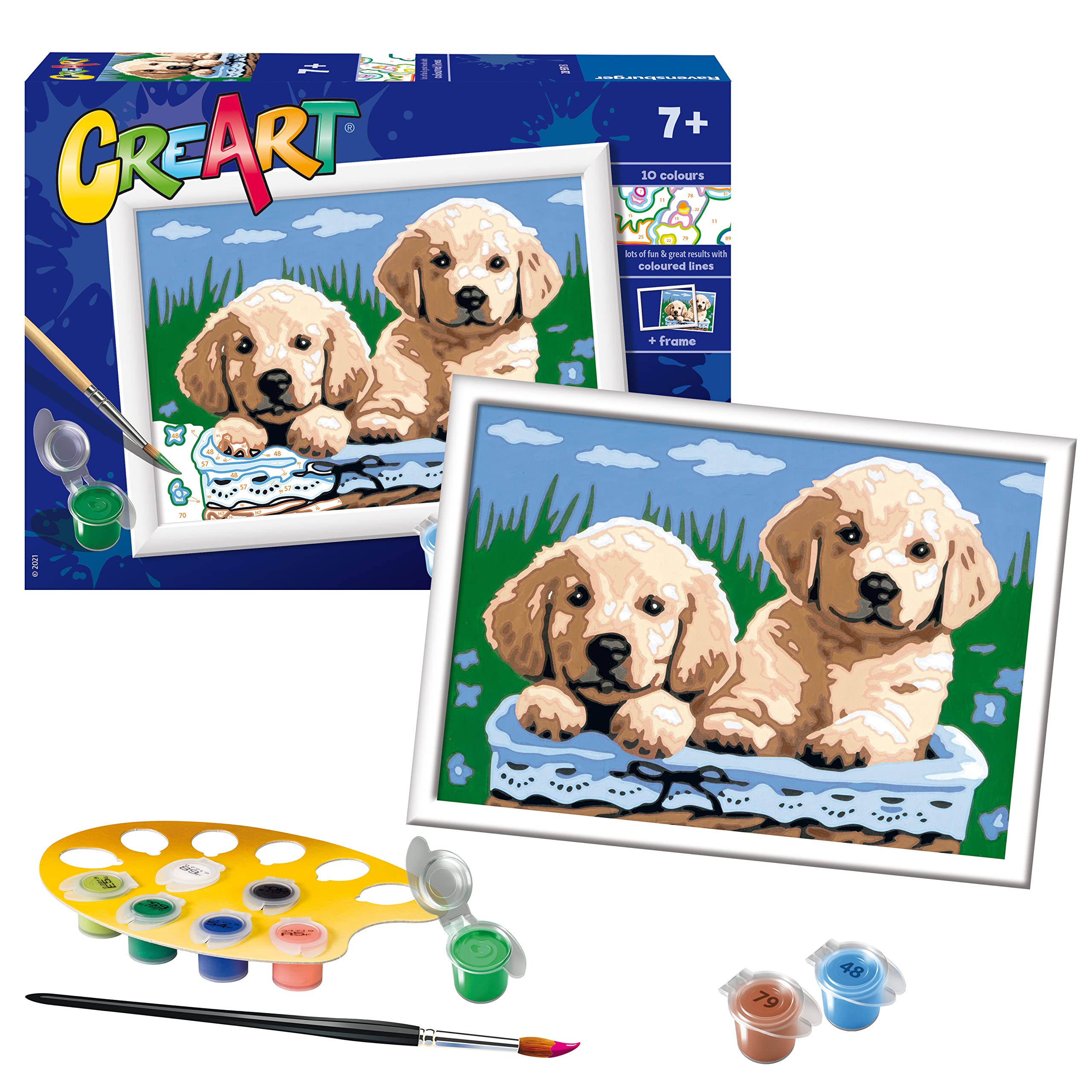Ravensburger CreArt Cute Puppies Paint by Numbers Kits for Children & Adults Ages 7 Years Up - Kids Craft Set