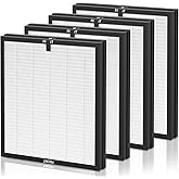 AP303 AP304 Replacement Filters, Compatible with DAYETTE AP303/AP304/AP305/AP405 Air Purifier, and for FRESHDEW AP303/304 Purifier, HEPA Filter with 3 Stage Filtration, 4 Pack (Standard-White)