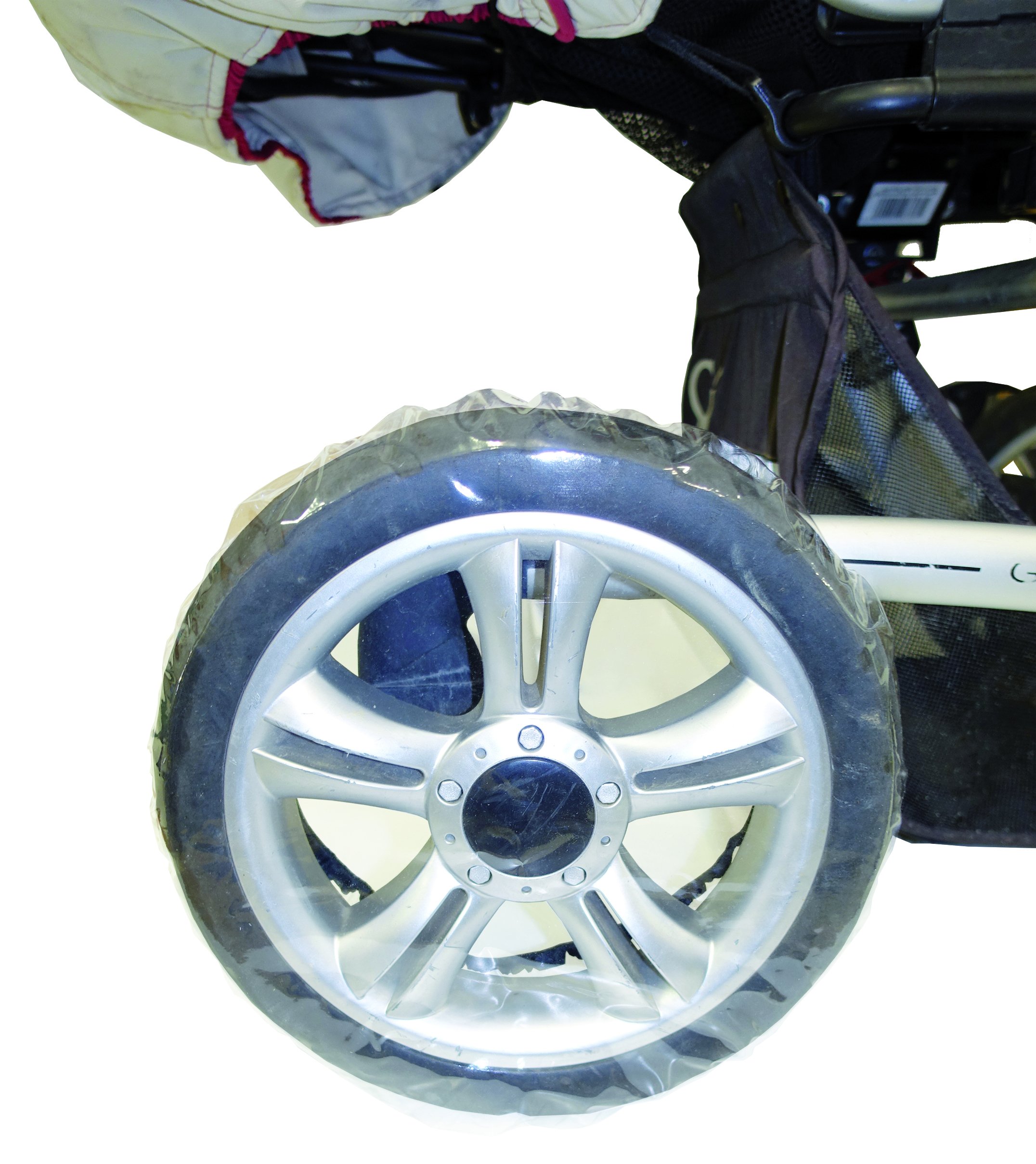 sunnybaby 10900 Wheel Protectors for Pushchair Wheels, Tyre Guard, Protective Cover/Tyre Bags up to 14 Inches / 35 cm Diameter, Pack of 4, Film, Quality: Made in Germany