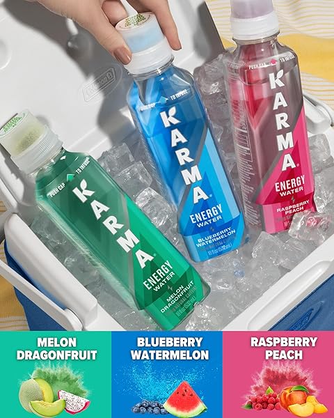 KARMA ENERGY DRINK Â€“ 12 PACK, BLUEBERRY WATERMELON CAFFEINATED WATER WITH COGNIZIN® NOOTROPICS, VITAMINS & IMMUNE SUPPORT, LOW CALORIE