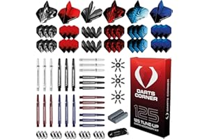 Darts Corner BX228 Tune Up Kit | 125pc Accessory Pack Including 24 Shafts, 36 Flights, Point Protectors, Shaft Springs, Broken Shaft Remover and a Steel Tip Sharpening Tool