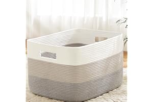 Artfeel Blanket Basket,Rectangle Woven Baskets for Storage,65L Laundry Basket for Decorative Nursery Blanket,Toys,Dirty Clothes and Magazine in Shelves,Baby Room,and Living Room