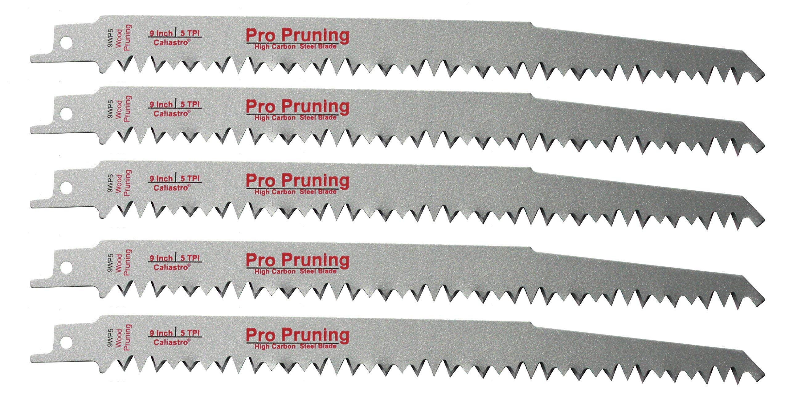 Caliastro 9-Inch Wood Pruning Saw Blades for Reciprocating/Sawzall Saws - 5 Pack