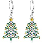 Christmas Tree Earrings for Women Christmas Earrings Dangle 925 Sterling Silver Holiday XMas Jewelry Gifts for Lovers