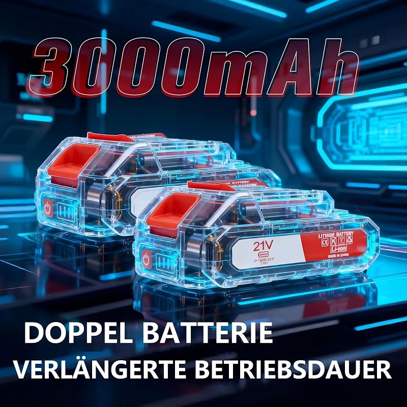Akku-Rasentrimmer, batteriebetriebener Rasentrimmer mit 21 V, elektrischer Rasentrimmer ohne Kabel,mit 4 Arten von Klingen, Verstellbarer Kopf und Dreifach gefalteter Griff