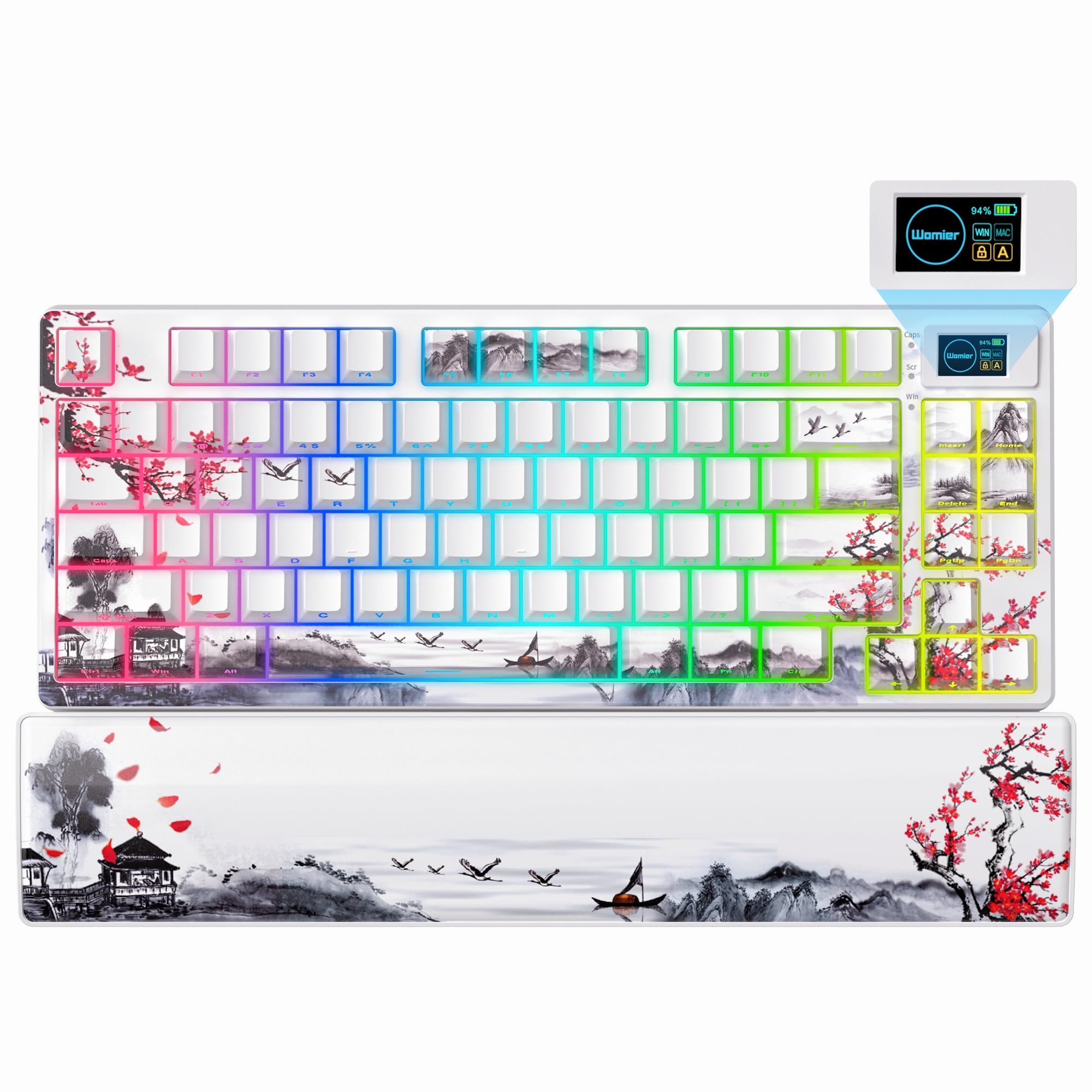 Keyboard Arm Color Mua Womier 75% Keyboard with Color Multimedia Screen Wireless Gaming ...