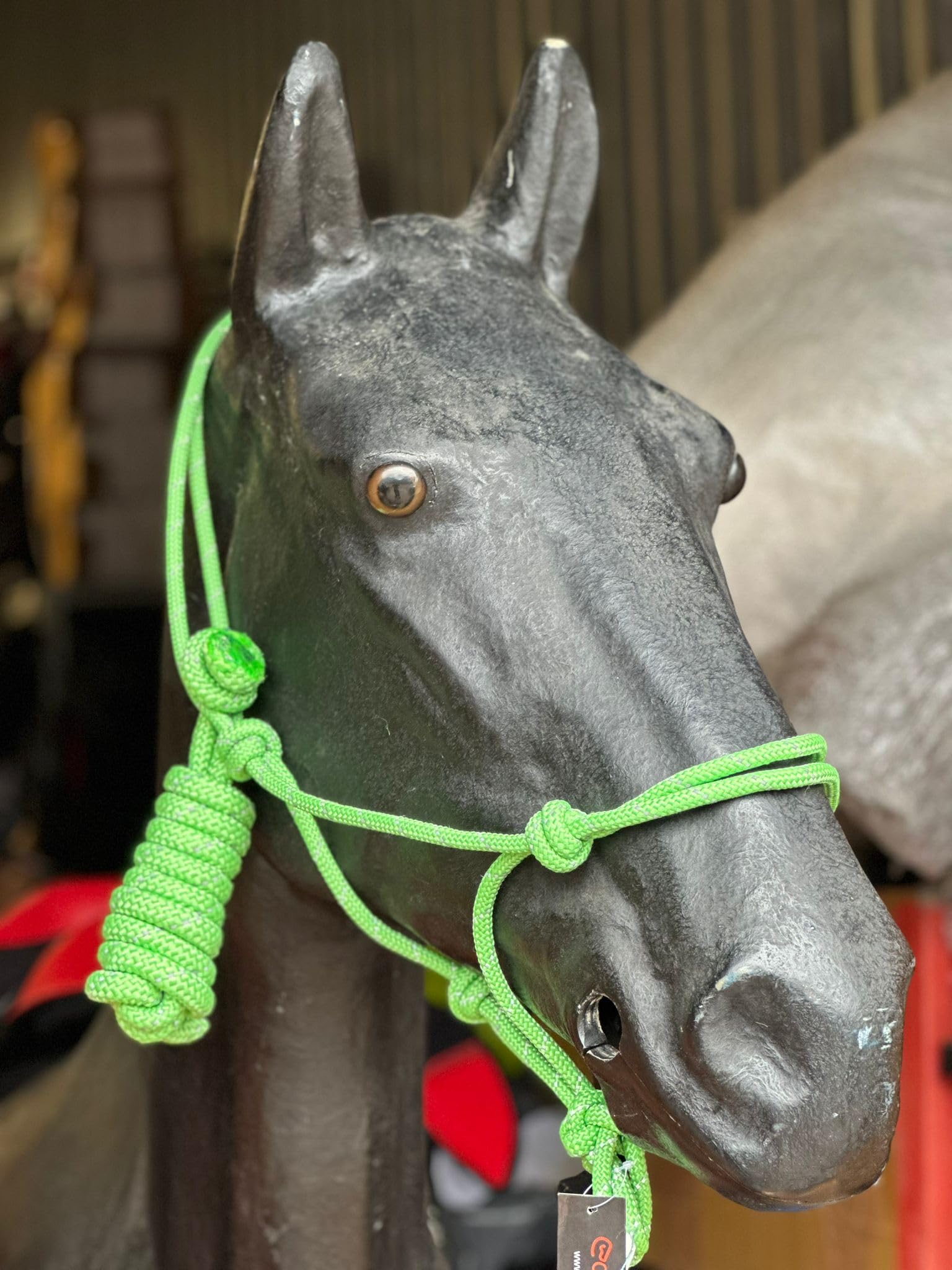 Hi-Viz Reflective Rope Headcollar with Lead Rope Se Fully Adjustable (Full, Green)