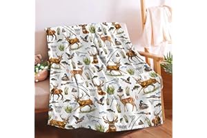 XVX-BOOM Hunting Fishing Deers Blanket Gifts for Boys Toddlers Kids - Super Soft Fuzzy Lightweight Flannel Throw Sheets Decor for Newborn Crib Baby Stroller Daycare Sofa Lap Travel 80"x60" for Adult