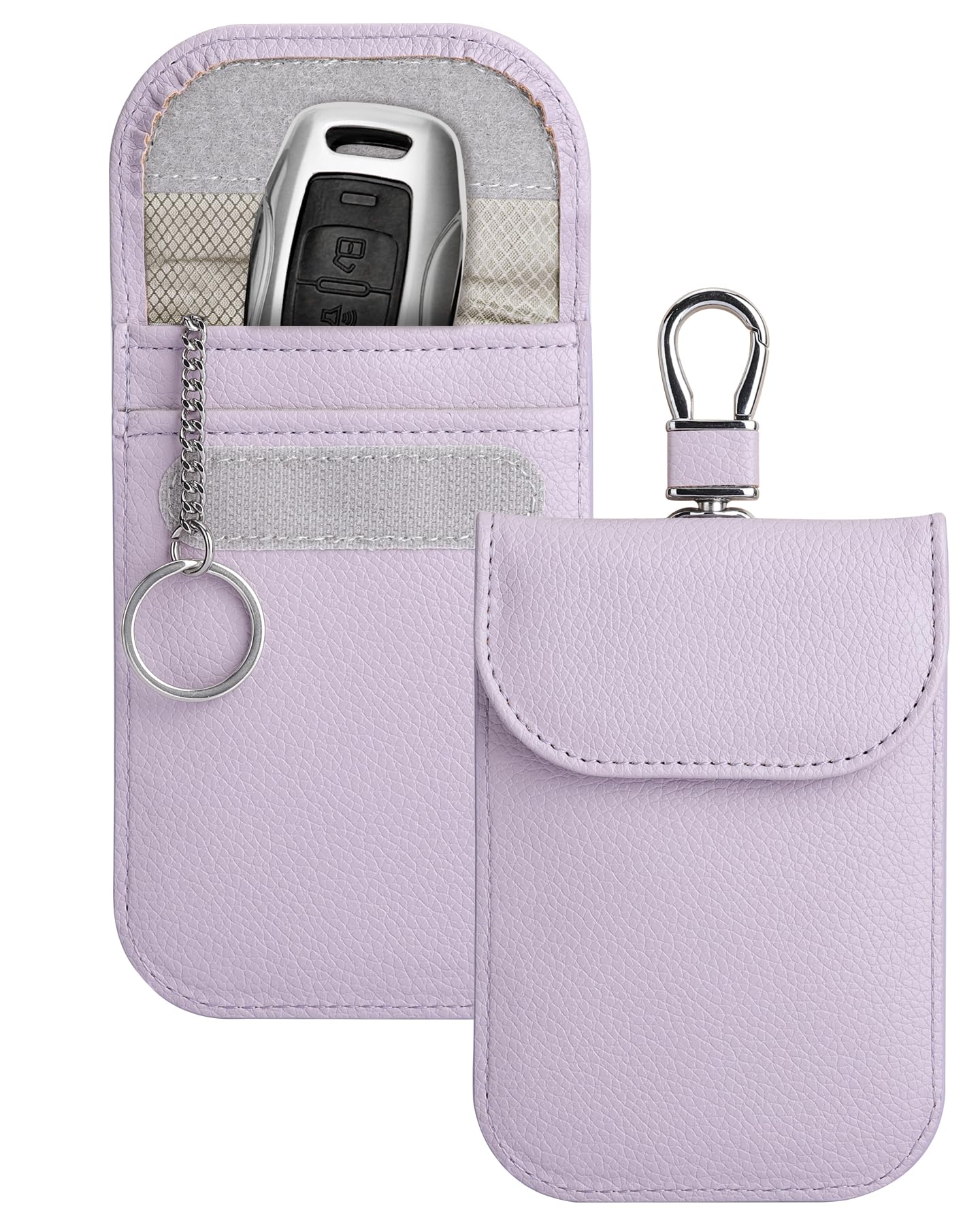 Teskyer 2 Pack Faraday Pouch for Car Keys, Keyless Car Key Signal Blocker Pouch, Rfid Key Pouch, Light Purple