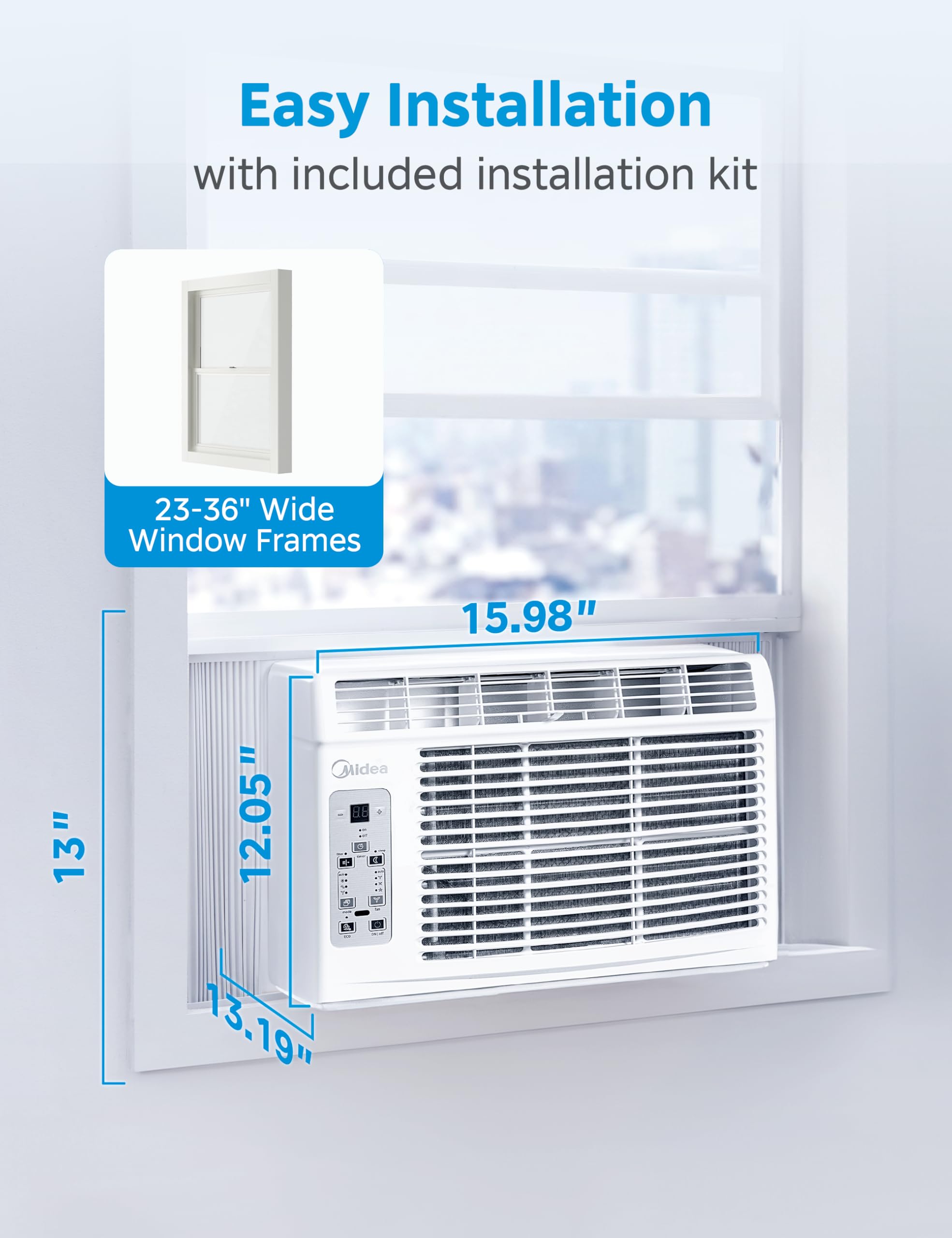 Midea 5,000 BTU Window Air Conditioner, Cools up to 150 Sq. Ft. with Easy-to-Use Reusable Filter, Remote, Perfect AC for Bedroom, Living Room, Home Office, Electronic Control