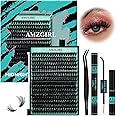 Lash Clusters Kit 320Pcs,100D DIY Individual Lashes Extension Kit,Lash Bond And Seal,Lash Remover For Eyelashes Extensions,Lash Applicator Tool For False Eyelash Cluster Kit At Home(D-Mix10-16mm)