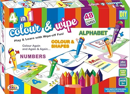 Umiya Toys 4 in 1 Color & Wipe Alphabet Vegetables and Fruits, Multi Color .