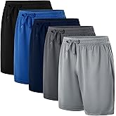 Facitisu Men Athletic Shorts Pack Lightweight Activewear Quick Dry Elastic Waistband Workout Shorts