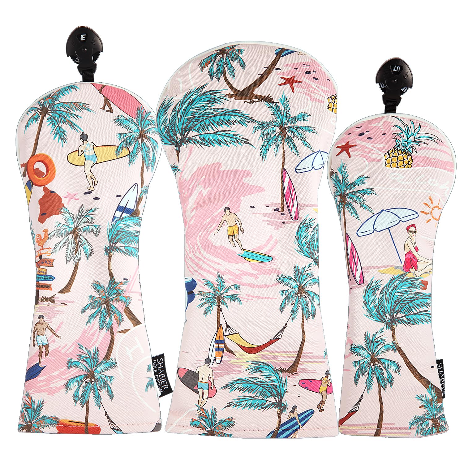 SHABIER Pink Golf Head Cover Aloha Tropical Hawaii Surf Beach for One Set Club