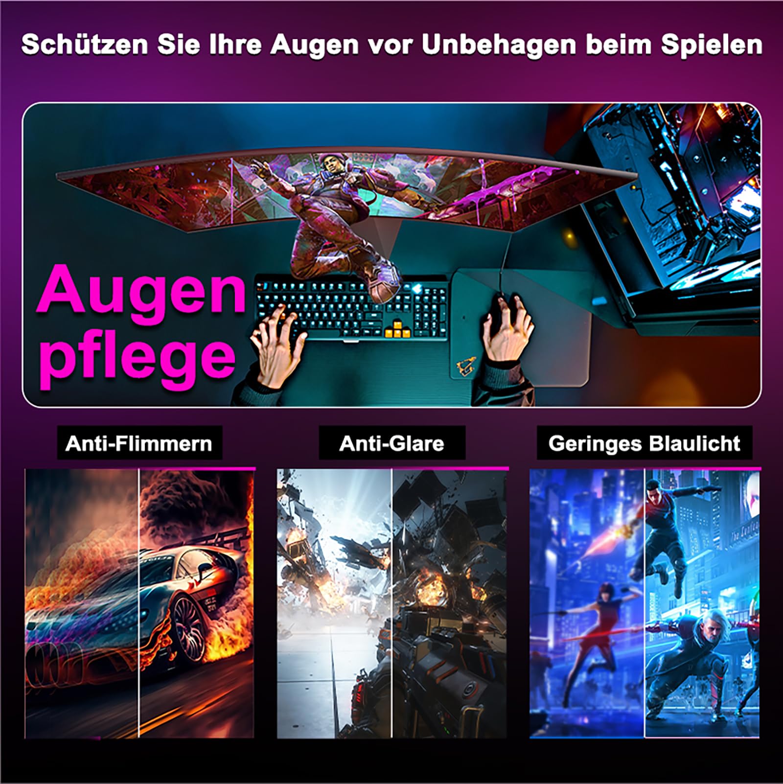 Minifire 27 Zoll Curved Gaming Monitor - 160Hz, FHD(1920x1080), VA 1500R, 1ms GtG, sRGB 110%, HDR, Adapive Sync, Blaulichtfilter, VESA 100 * 100, HDMI 2.0/DP 1.2 mit HDMI-Kabel (MFG27C1L) 8