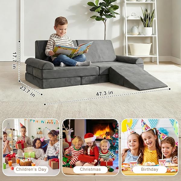 LOAOL MODULAR KIDS PLAY COUCH, KIDS COUCH FOR PLAYROOM, CONVERTIBLE FOAM CLIMBING SOFA FOR TODDLERS, FOAM CLIMBING BLOCKS FOR BOYS AND GIRLS