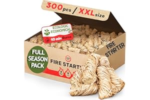 Fire Starter - Easy to Ignite, 300 PCS XXL Odorless Natural Fire Starters for Wood Stove, Fireplace,Indoor & Outdoor Fire Pit
