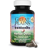 Yerba Prima Bentonite Clay Plus Herbal Detox, 100 Veg Capsules - Food Grade Clay from the Great Plains, USA - Colon &amp; Liver Cleanse Supplement with Calcium Clay